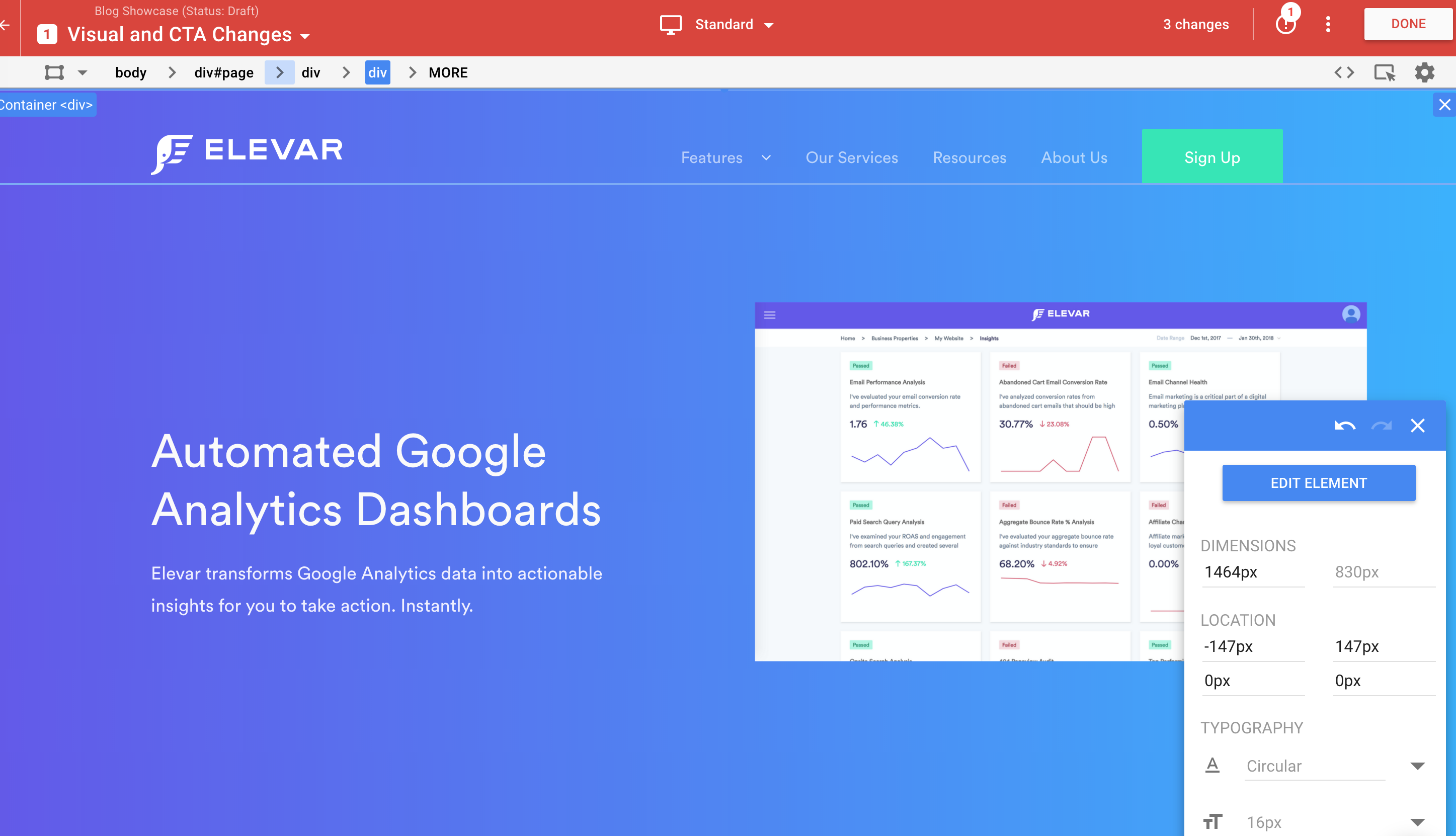 variant landing page