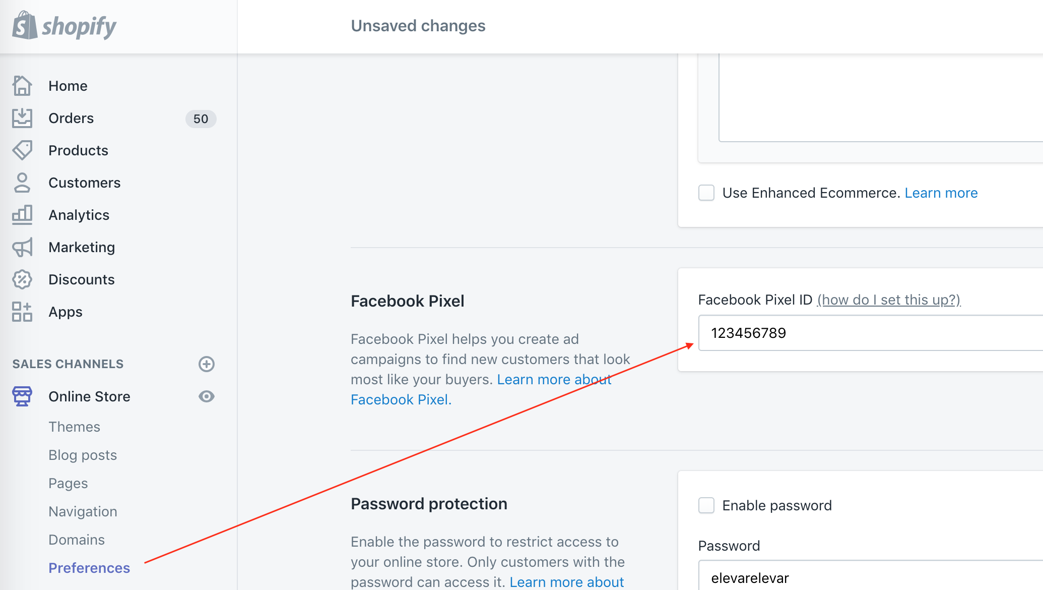 shopify facebook pixel id setting