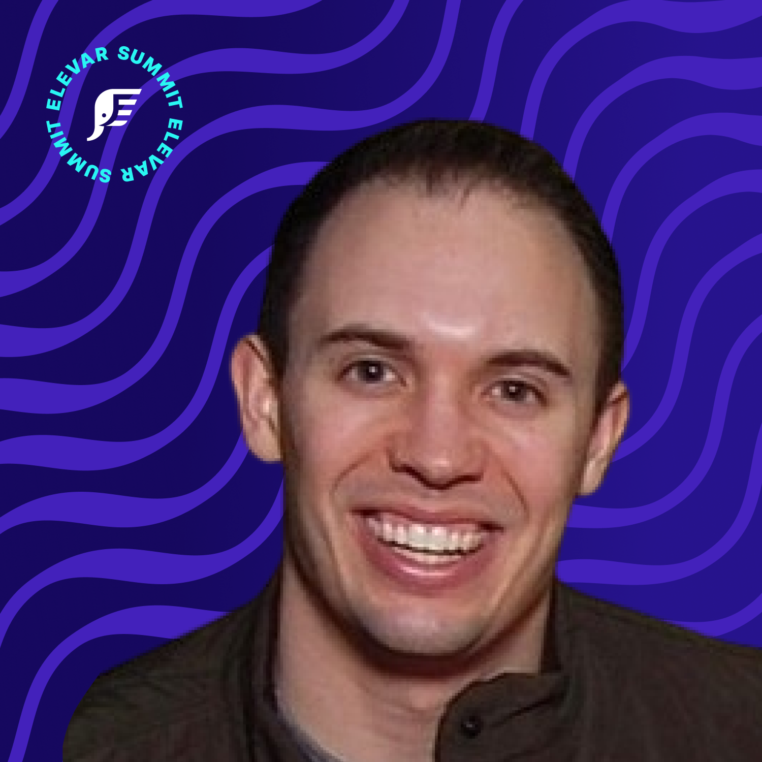 Headshot for Brendan Gardner on purple background with Elevar Summit logo